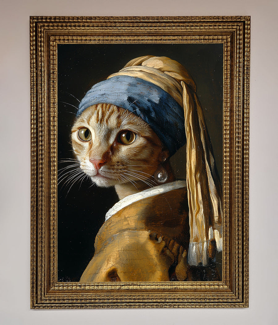 Mona Lisa cat framed poster, luxury vintage art print, stylish home decor, trending best-selling wall art by Zestio at brixbailey.com