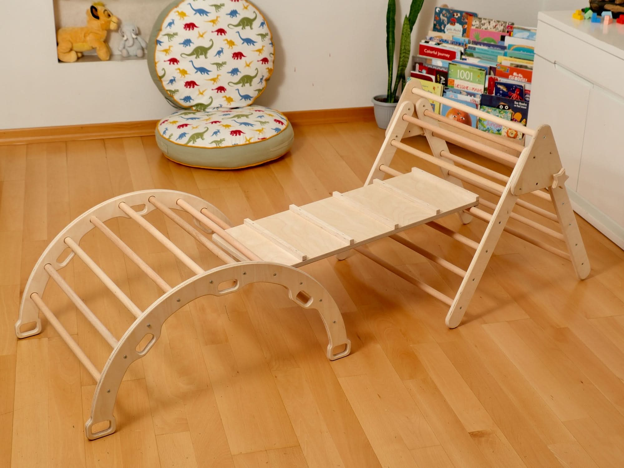 Montessori Indoor Playground | Pikler Triangle & Climbing Arch & 2in1 Ramp & Pillow-1