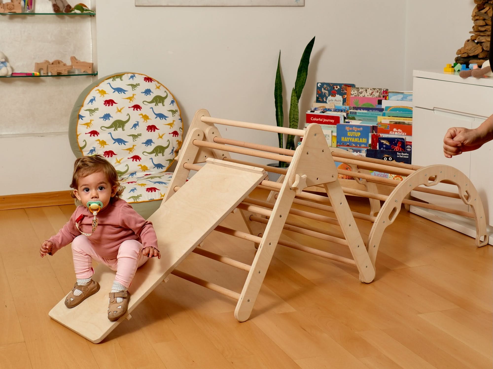 Montessori Indoor Playground | Pikler Triangle & Climbing Arch & 2in1 Ramp & Pillow-0