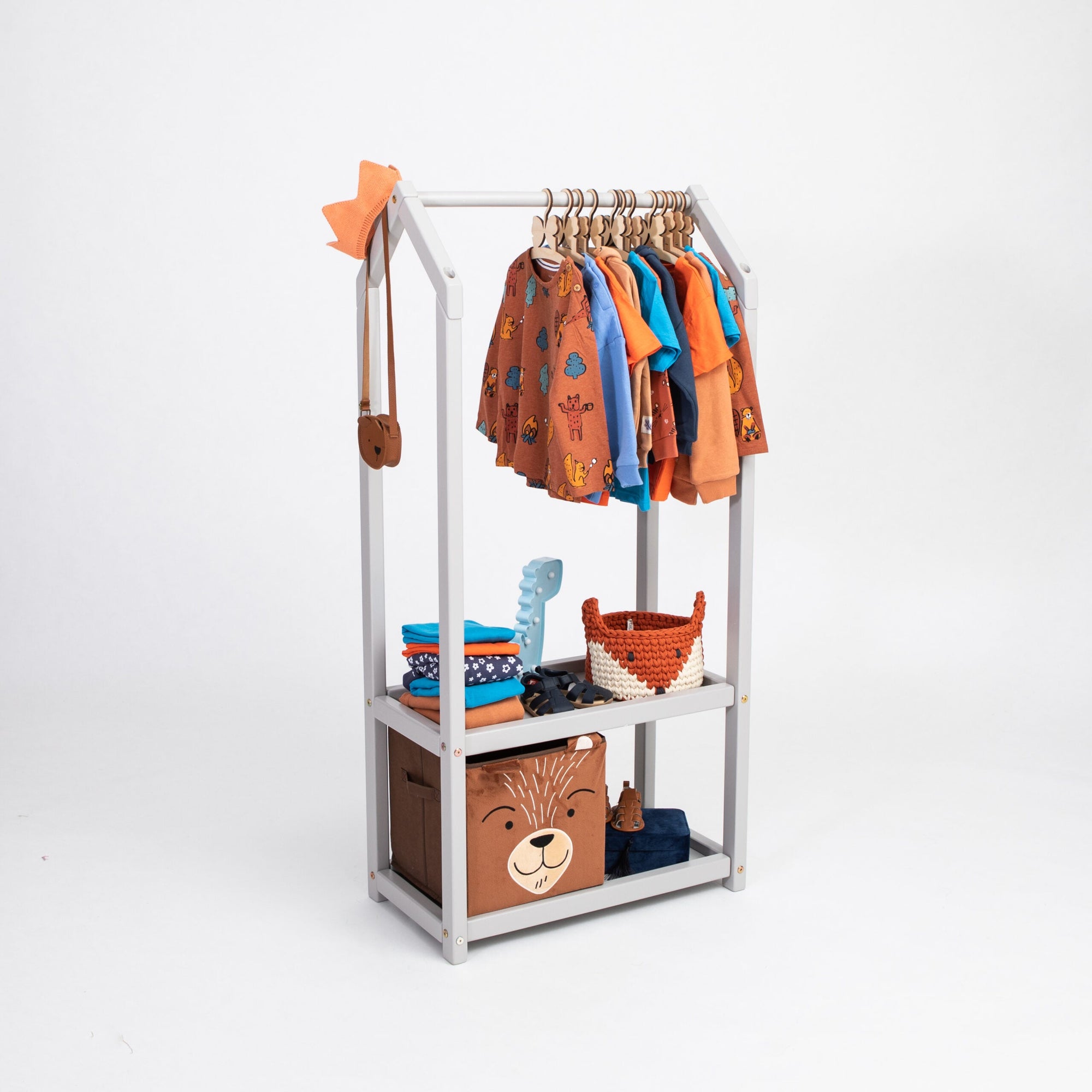 House Shaped Clothes Rack with Storage