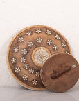 Wooden Natural Cameroon Shield | Cowrie Shells Floral Design