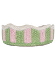 Stripy Scalloped Small Basket - Kiwi