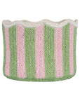 Stripy Scalloped Basket - Kiwi