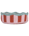 Stripy Scalloped Small Basket - Strawberry