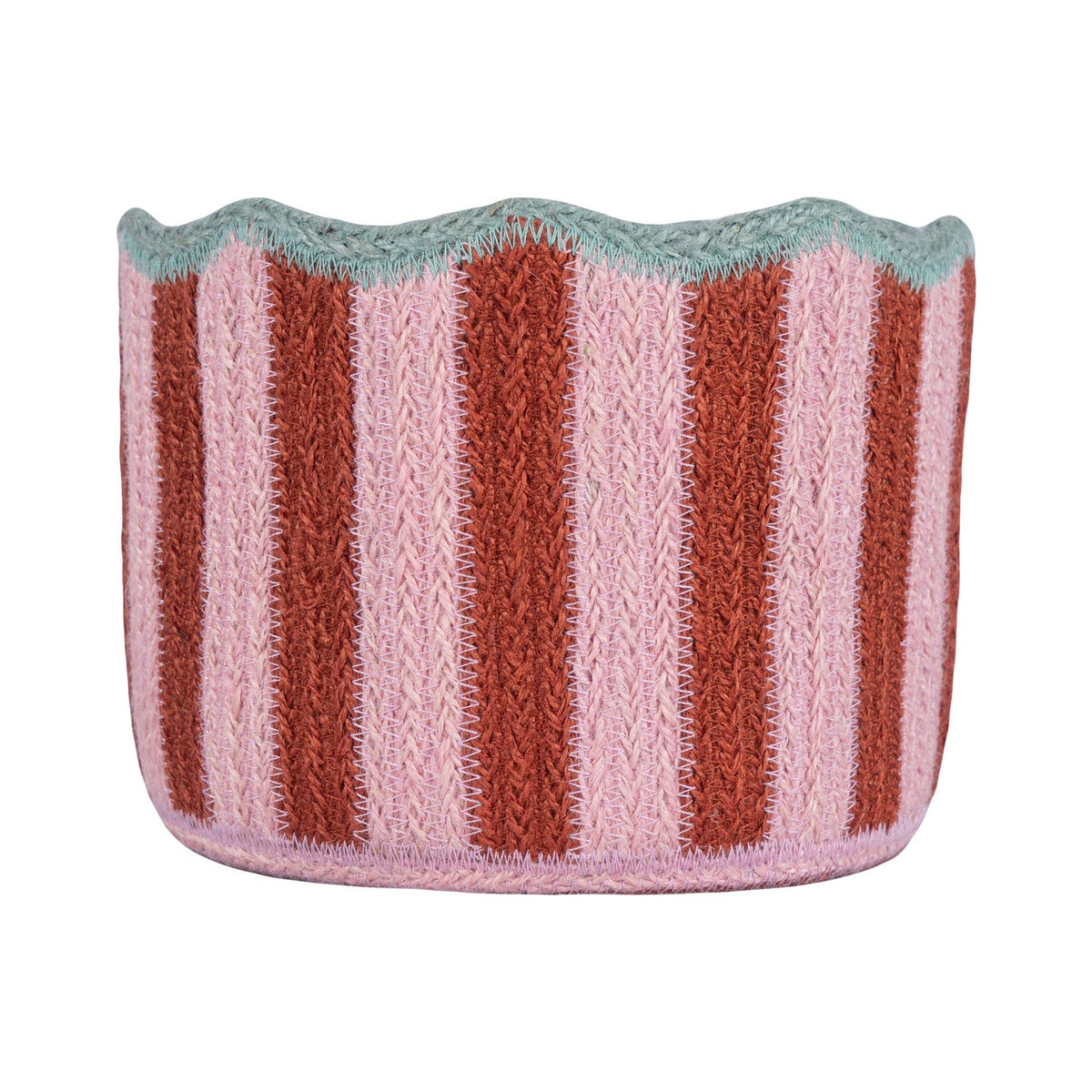 Stripy Scalloped Basket - Strawberry