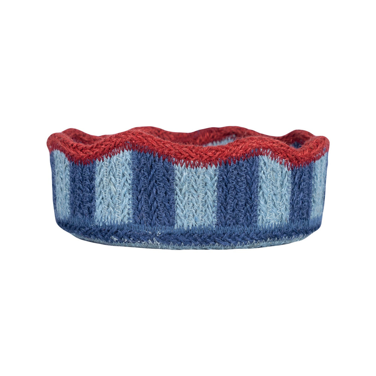 Stripy Scalloped Small Basket - Blueberry