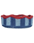 Stripy Scalloped Small Basket - Blueberry