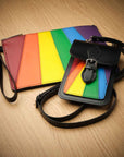 Handmade Leather Folio Case Small - Pride Rainbow