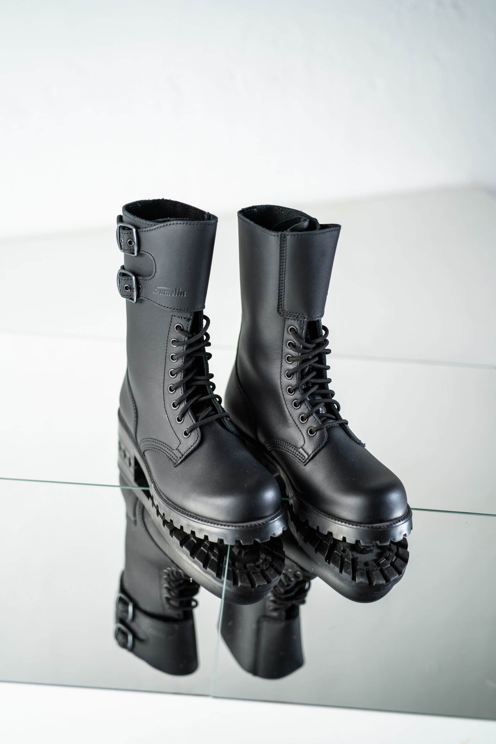 Black Leather Adventure Boots