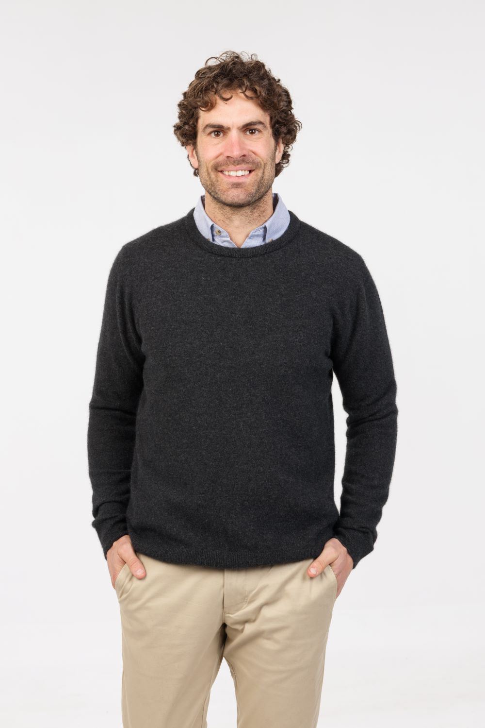 Men’s Possum Merino &amp; Silk Crew Neck Jumper