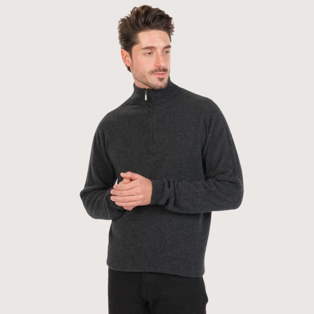 Men’s Possum Merino & Silk Half-Zip Jumper