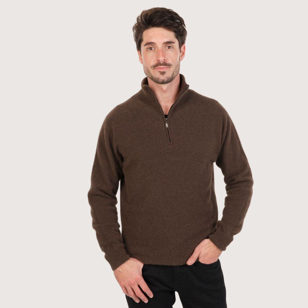 Men’s Possum Merino &amp; Silk Half-Zip Jumper