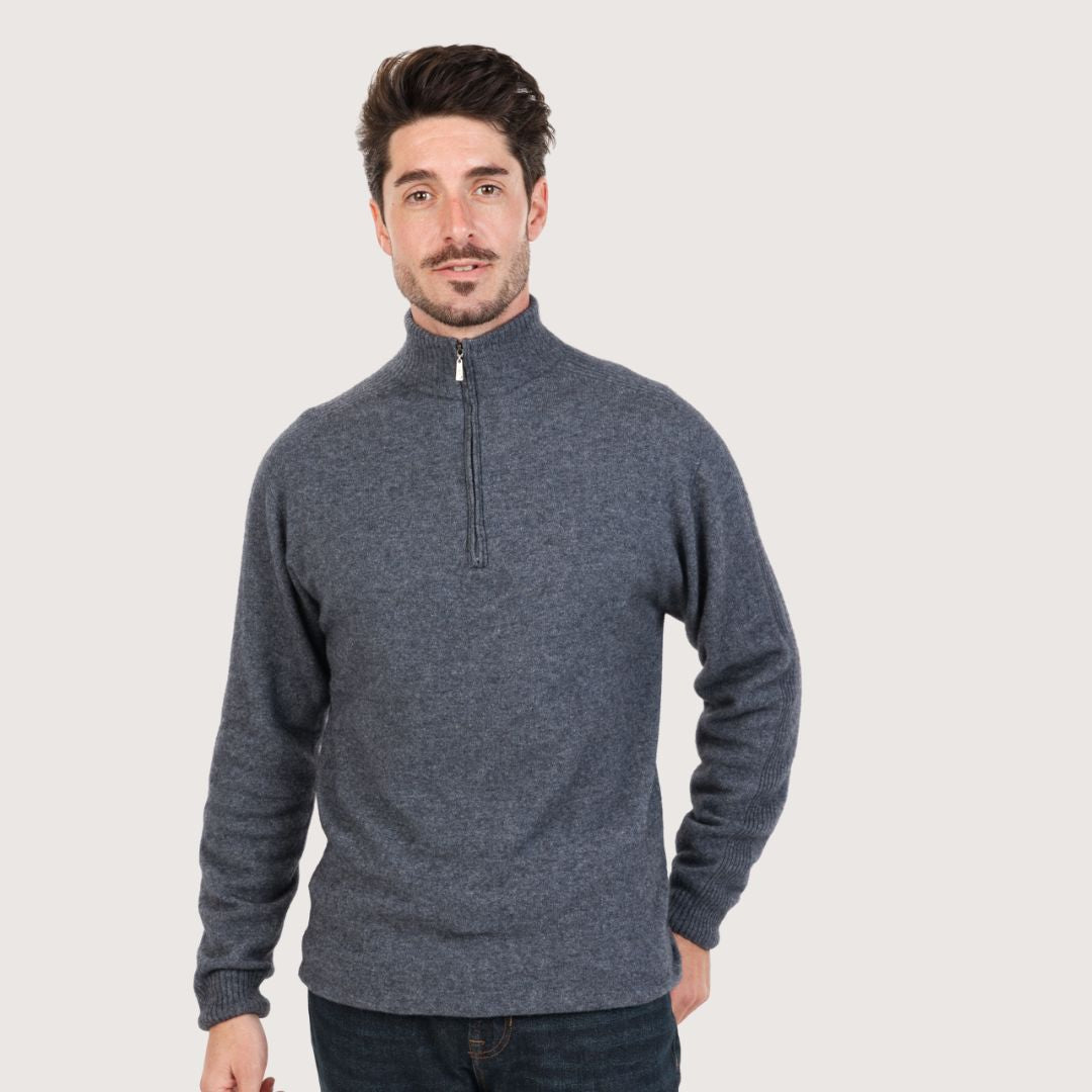 Men’s Possum Merino &amp; Silk Half-Zip Jumper
