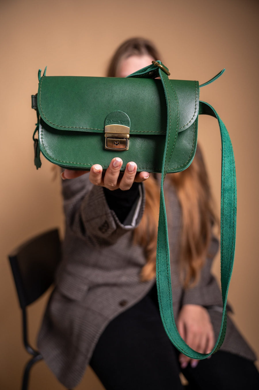 Leather Saddle Bag with Adjustable Strap, Handcrafted