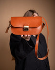 Vintage Leather Saddle Bag with Adjustable Strap
