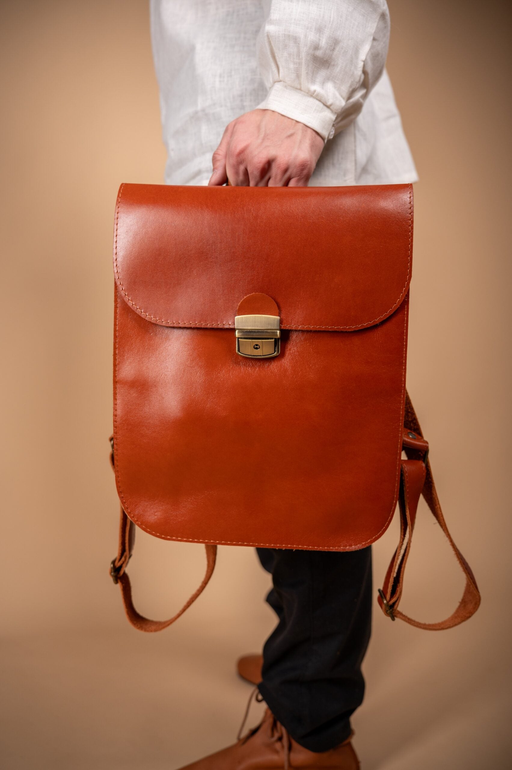 Leather Saddle Bag with Laptop Pocket