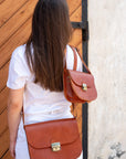 Light Brown Natural Leather Saddle Bag Large