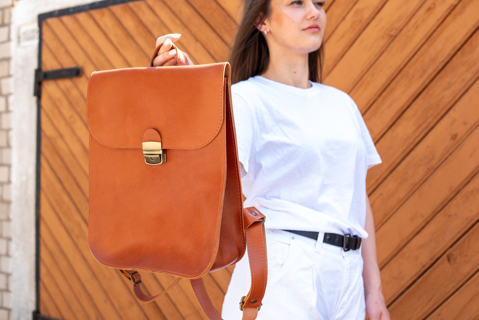 Leather Saddle Bag with Laptop Pocket