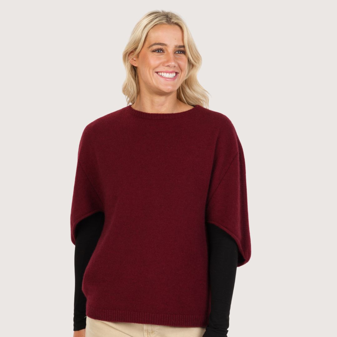 Women’s Possum Merino &amp; Silk Split Sleeve Poncho