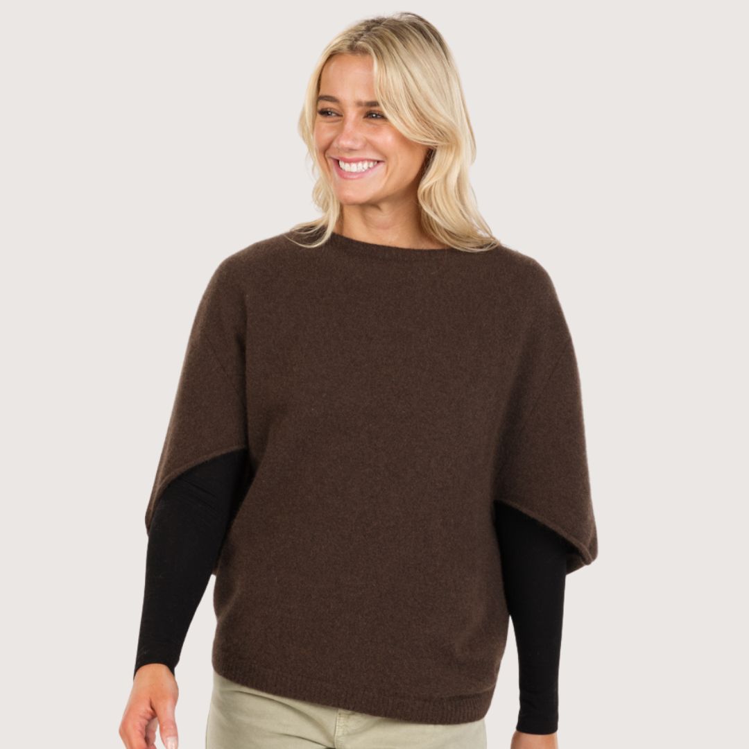 Women’s Possum Merino &amp; Silk Split Sleeve Poncho