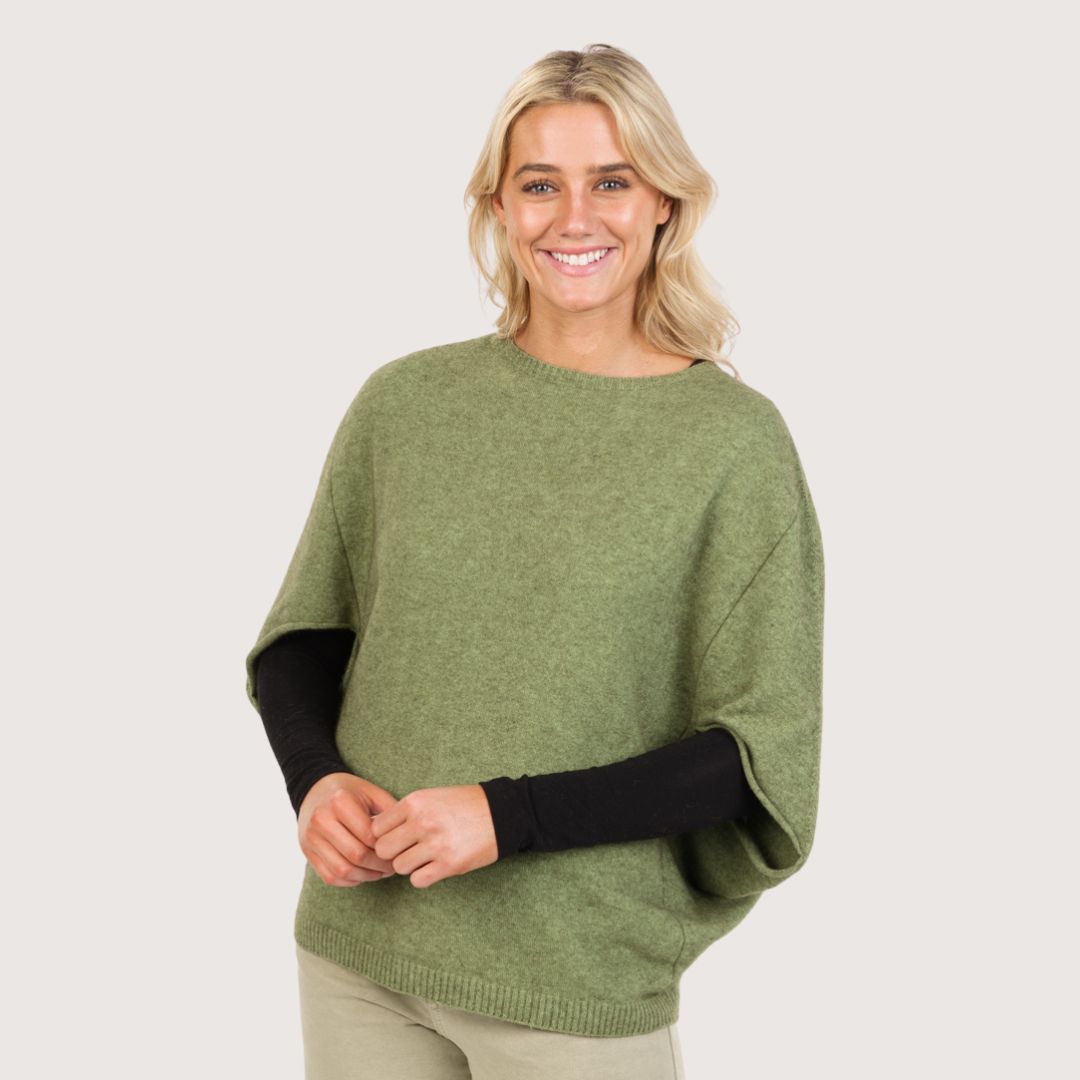 Women’s Possum Merino &amp; Silk Split Sleeve Poncho