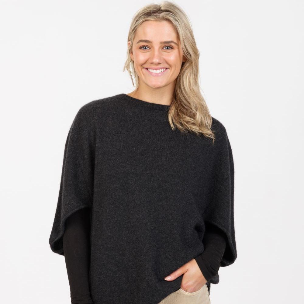 Women’s Possum Merino &amp; Silk Split Sleeve Poncho