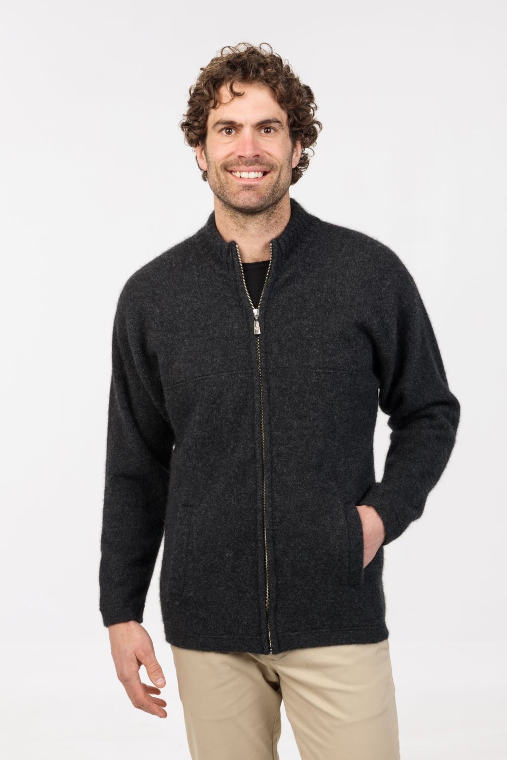 Men’s Possum Merino Felted Zip Jacket with Pockets