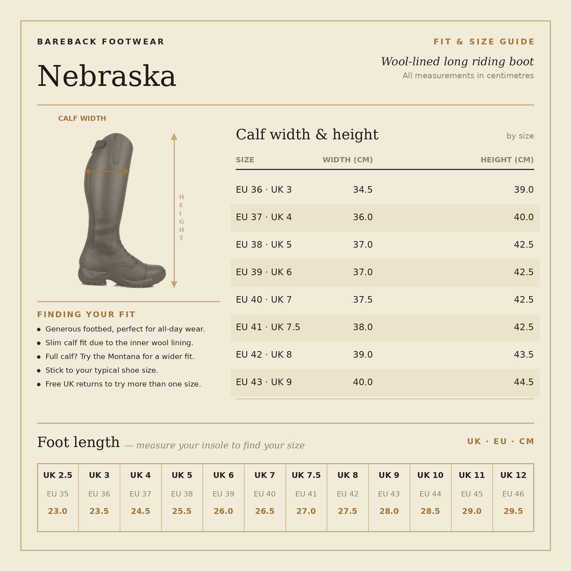 Nebraska Wool-lined Long Riding Boots - Brown