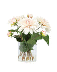 Artificial Dahlia Flower Arrangement in Glass Vase - 10"