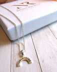 Sterling silver rainbow stone necklace