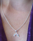Sterling silver rainbow stone necklace