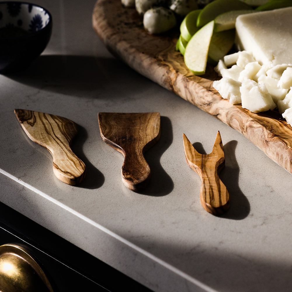Olive Wood Mini Cheese Tools - Set of 3