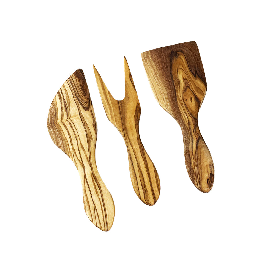 Olive Wood Mini Cheese Tools - Set of 3