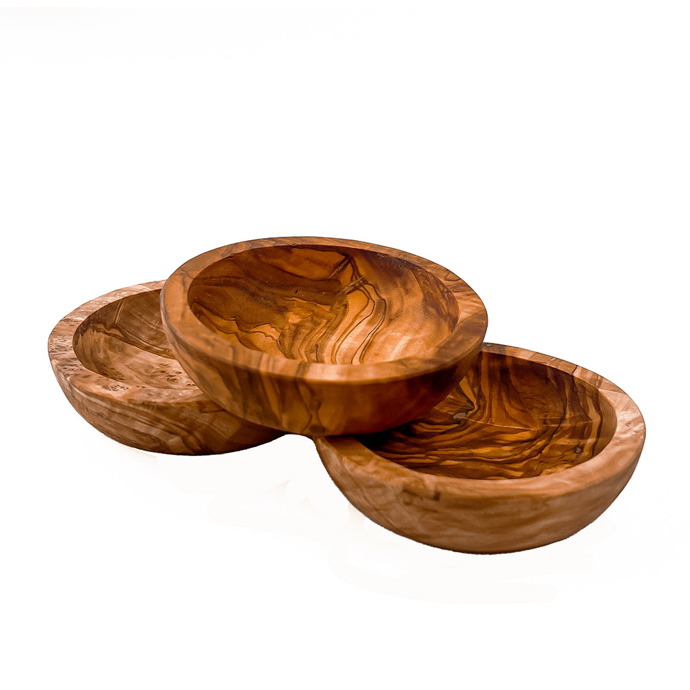 Olive Wood Dipping Bowls - Set of 3