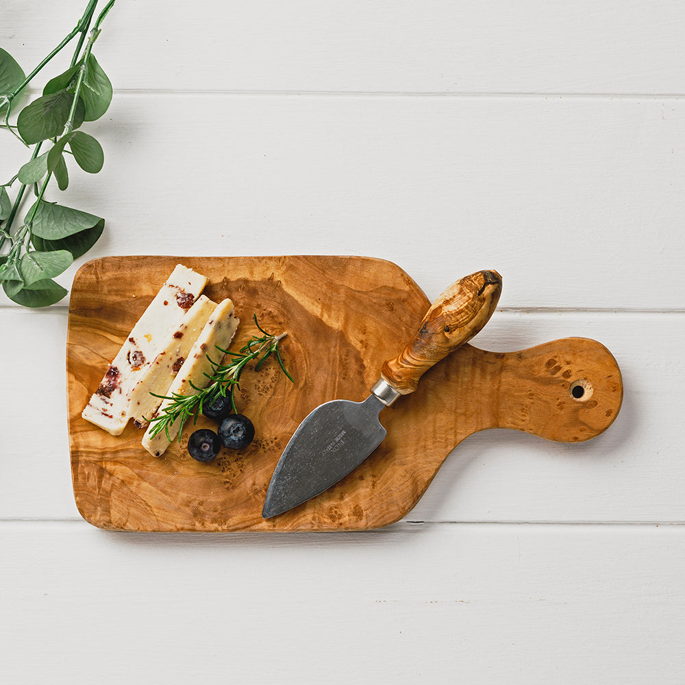 Olive Wood Cheese Board &amp; Knife Set