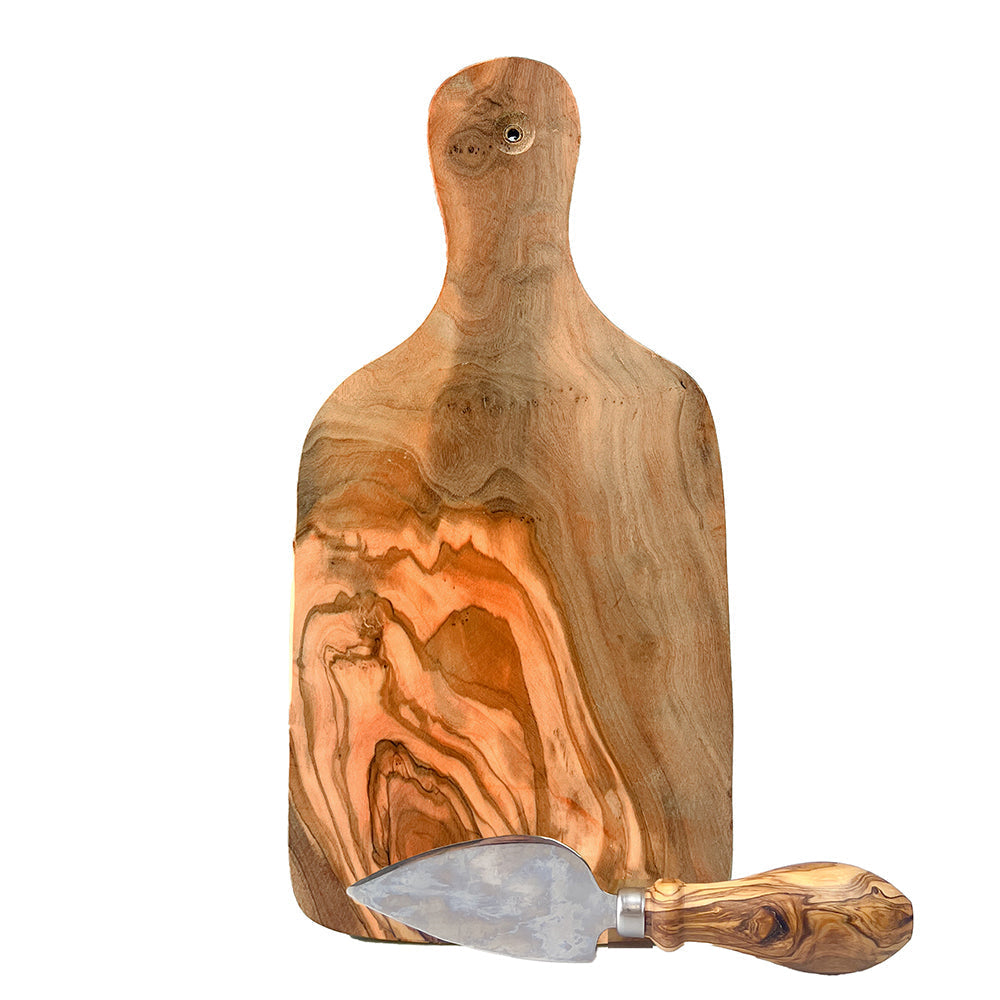 Olive Wood Cheese Board &amp; Knife Set