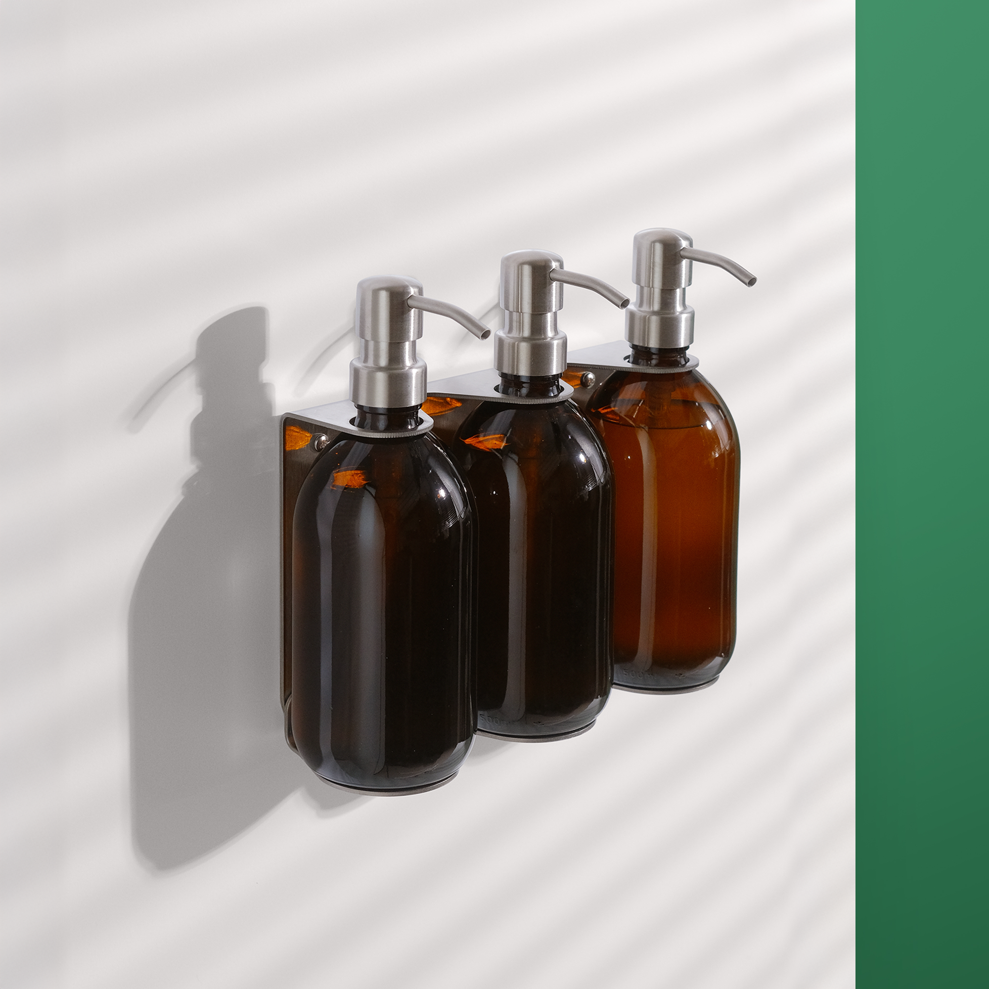 Nickel Triple Wall Mounted Soap Dispenser-0