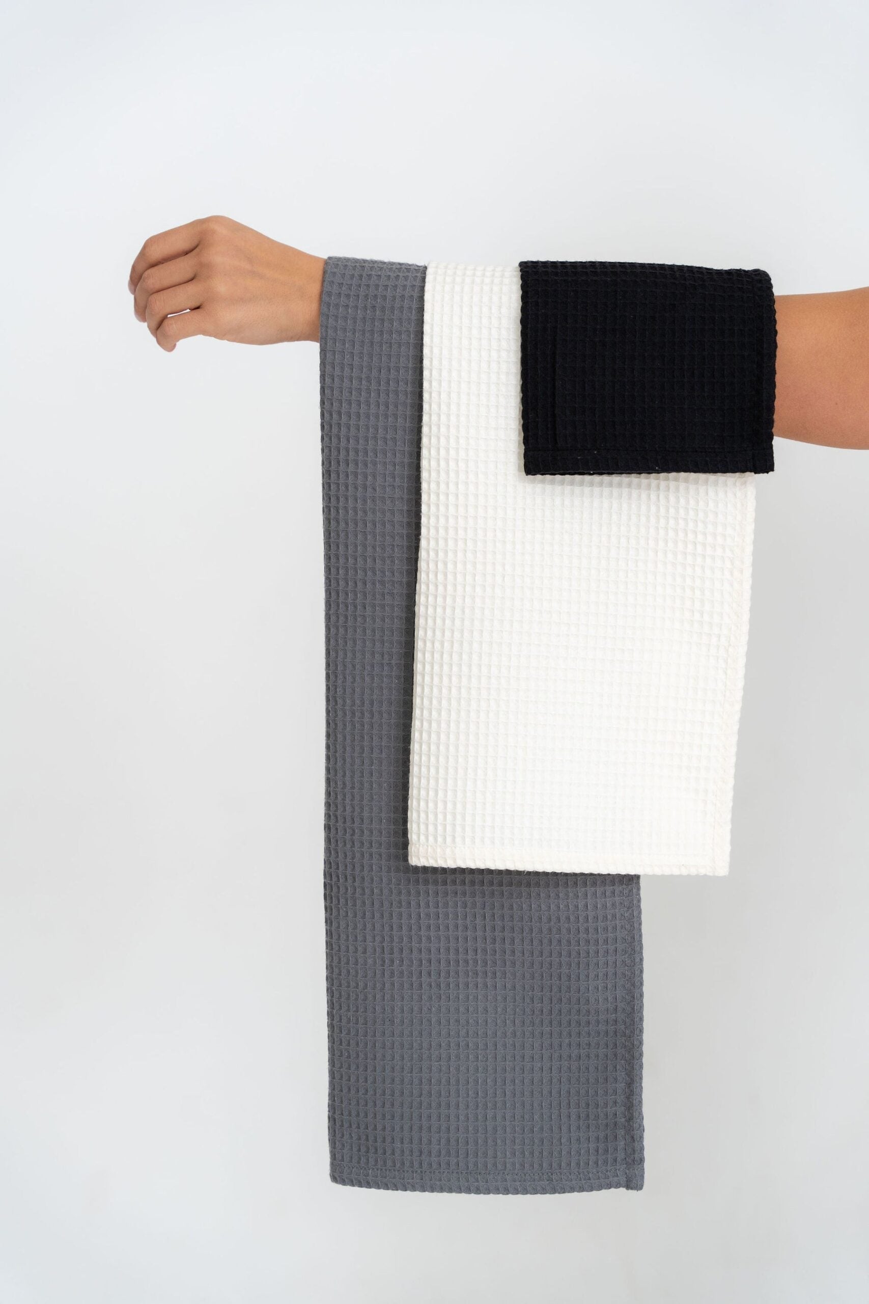 Organic Waffle Cotton Towel in Gray