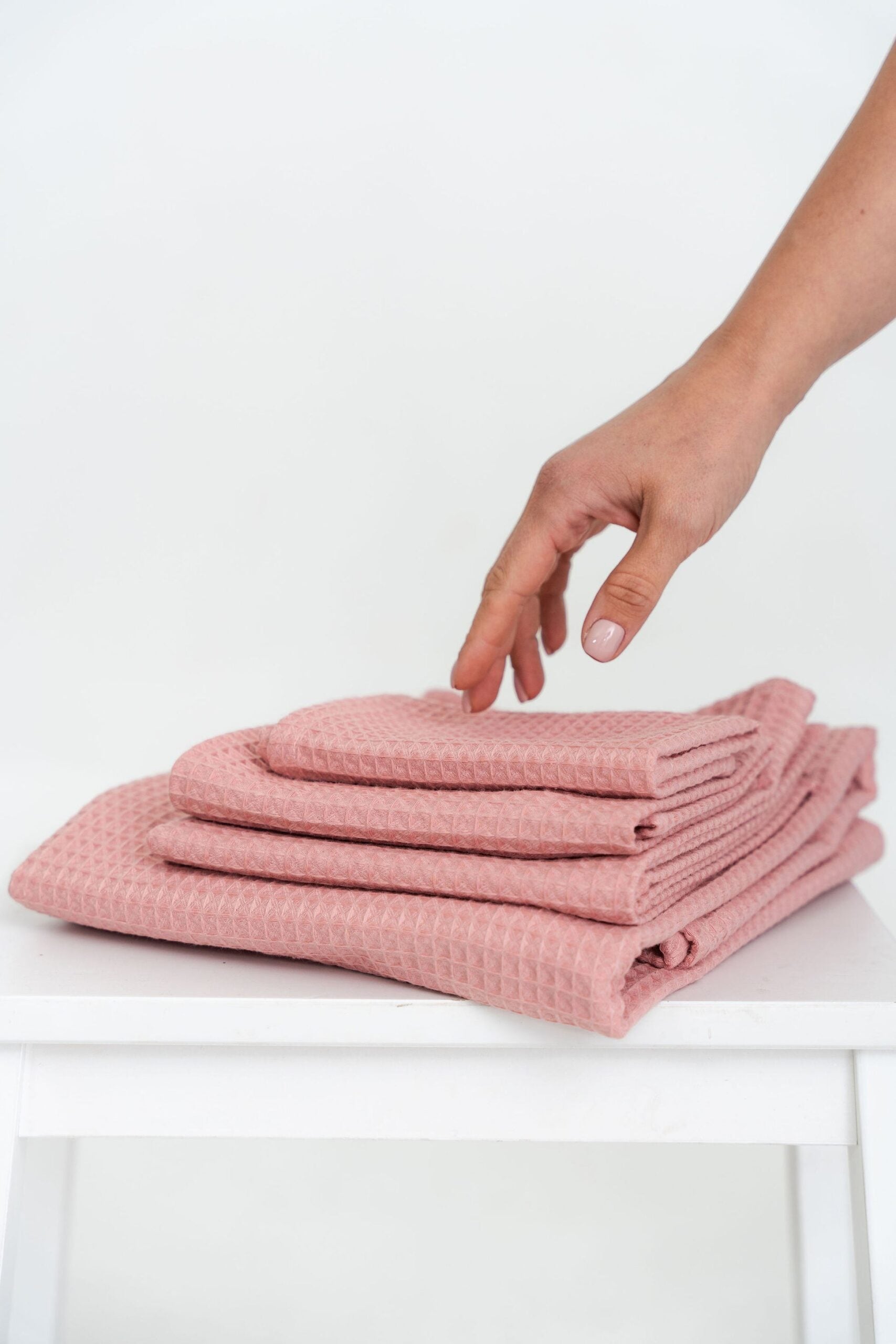 Organic Waffle Cotton Towel Peach
