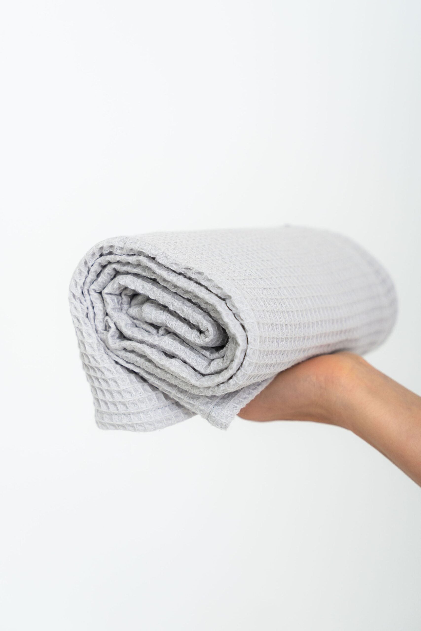 Organic Waffle Cotton Towel Light Gray