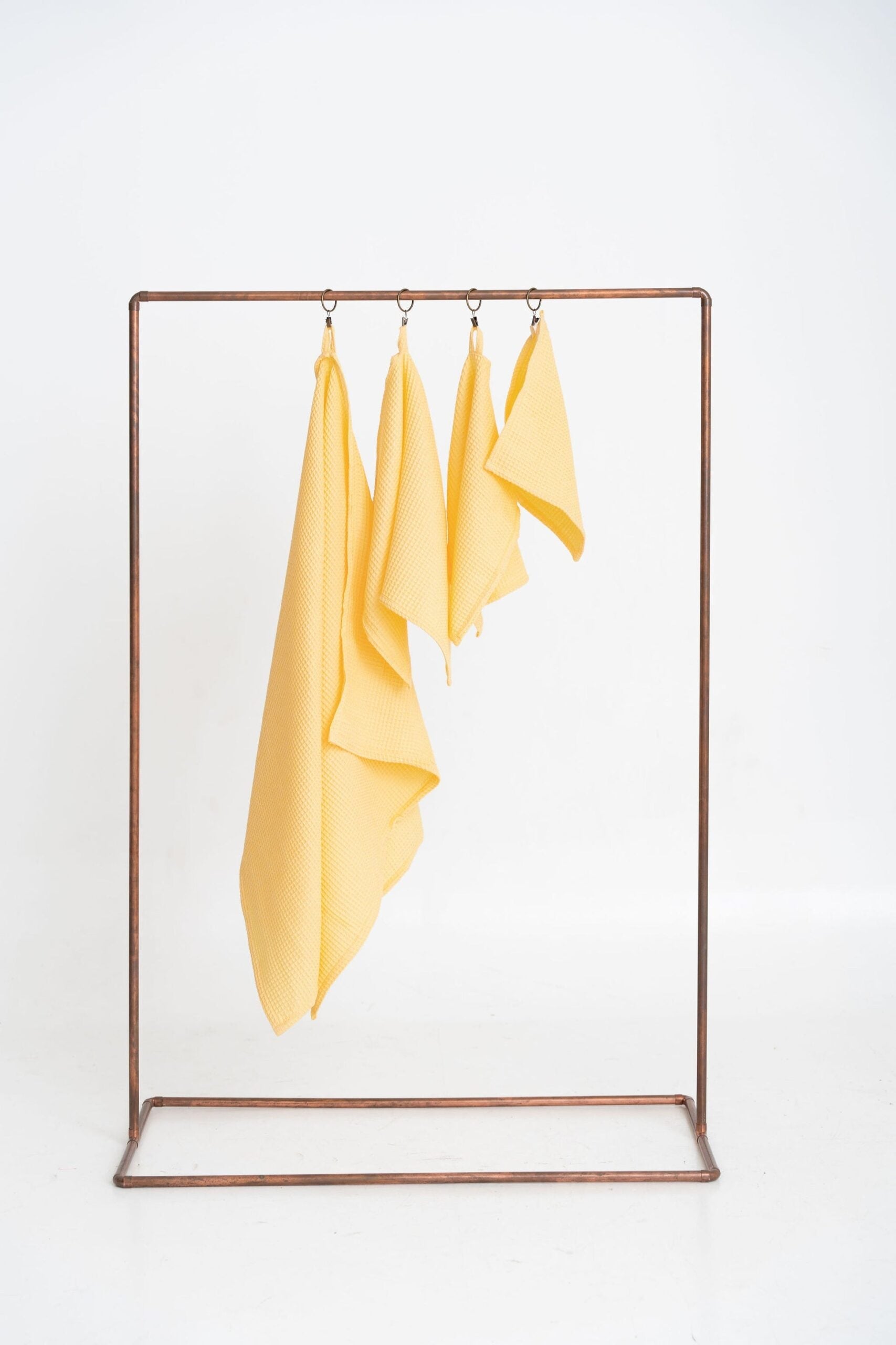Organic Waffle Cotton Towel in Yellow