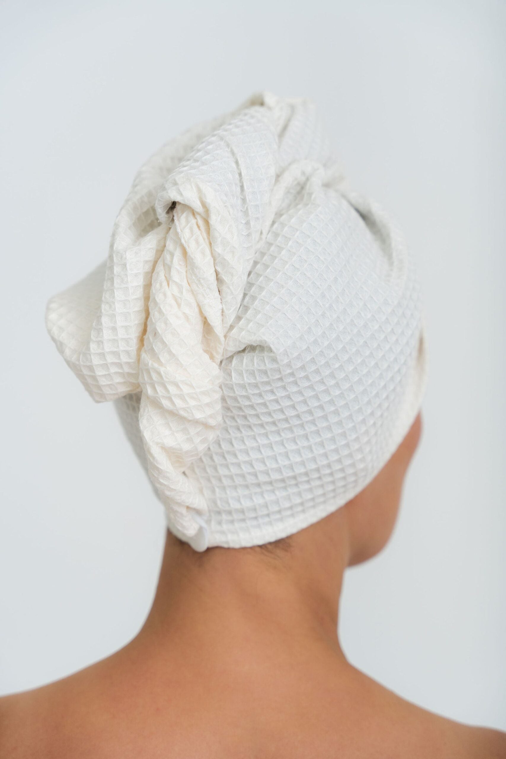 Cotton Hair Towel with Button Closure