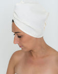 Cotton Hair Towel with Button Closure