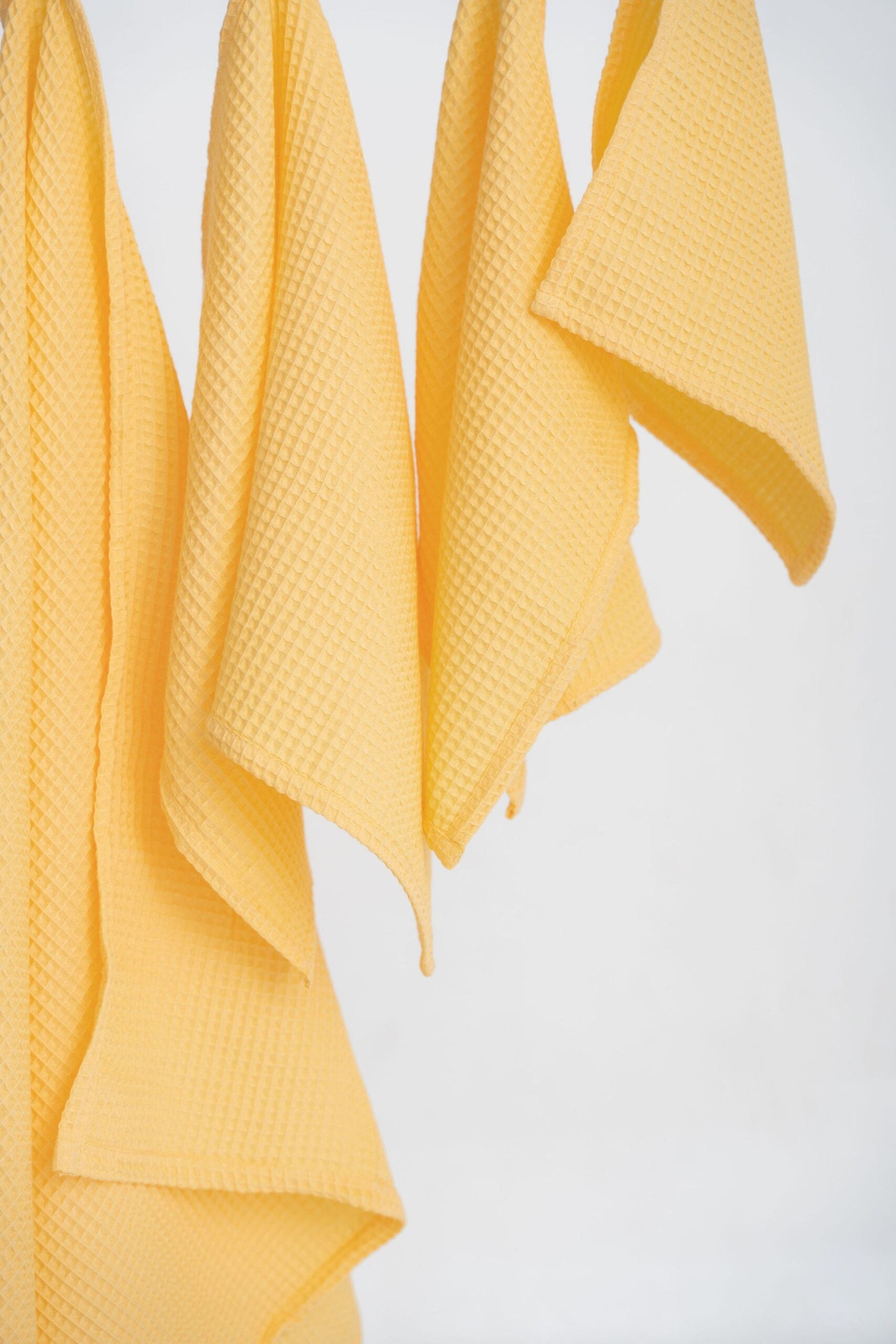 Organic Waffle Cotton Towel in Yellow