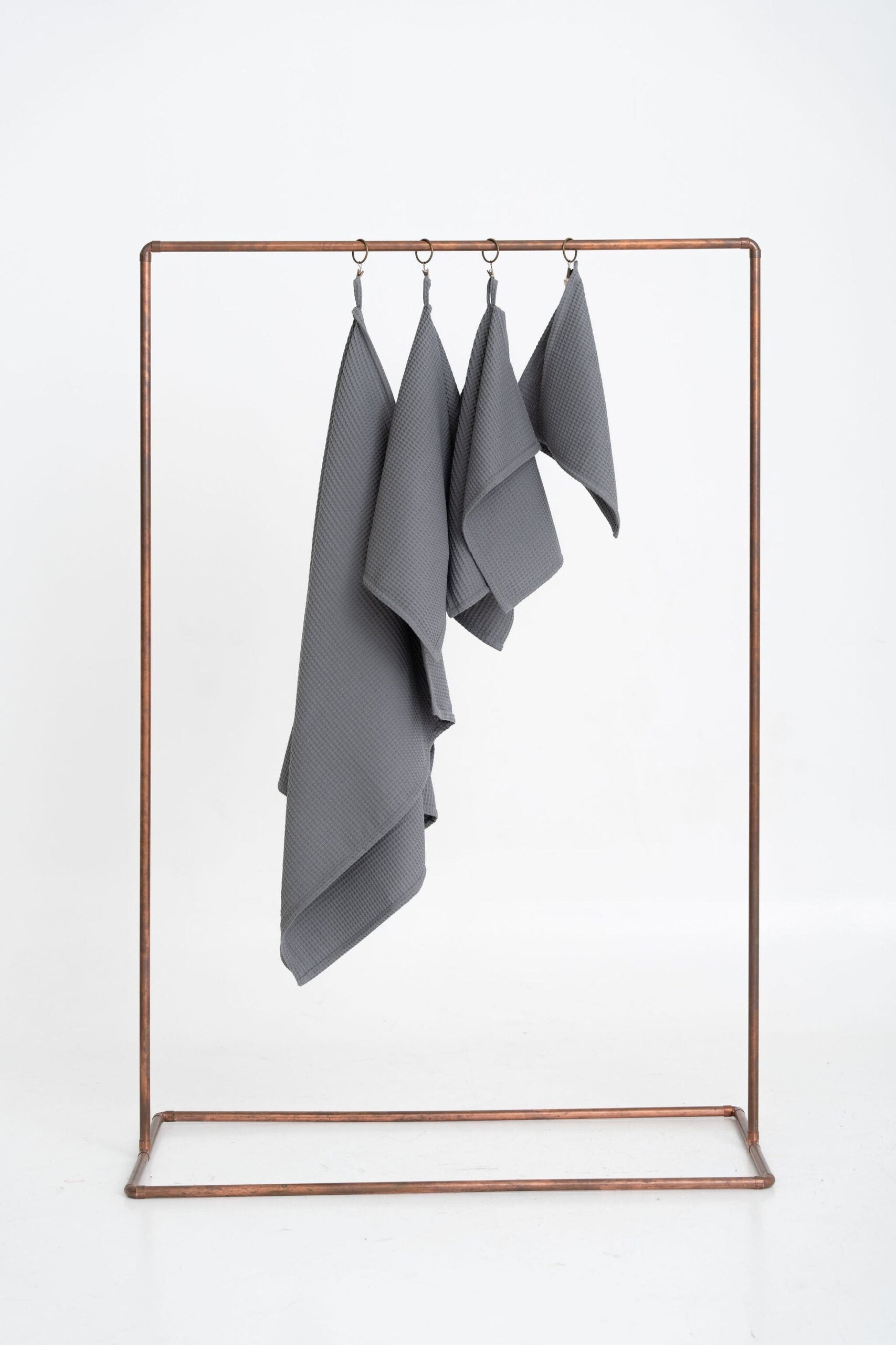 Organic Waffle Cotton Towel in Gray