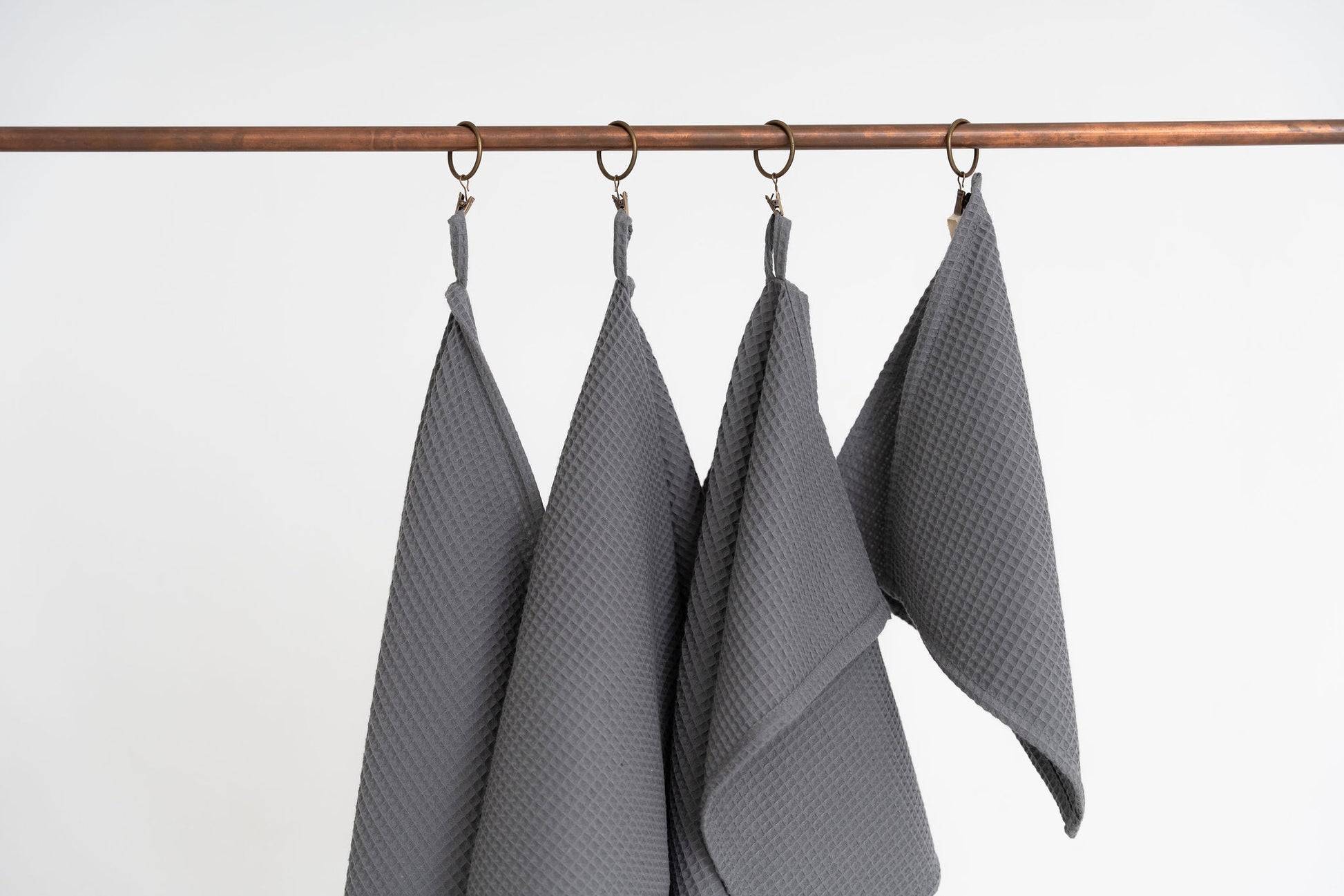 Organic Waffle Cotton Towel in Gray