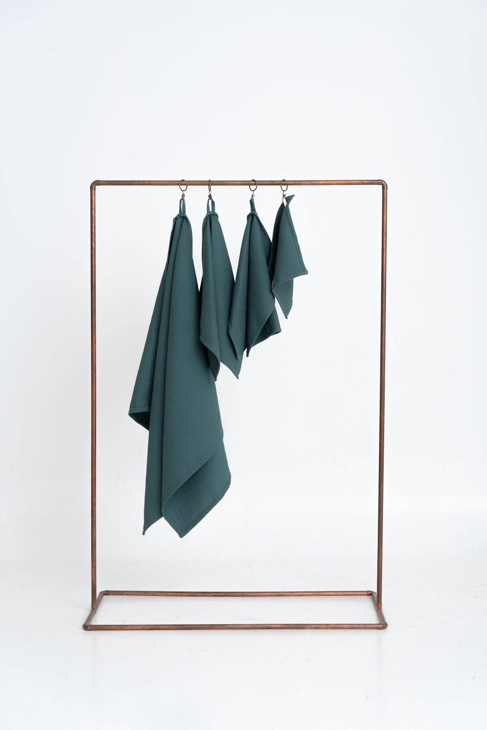 Organic Waffle Cotton Towel Petrol