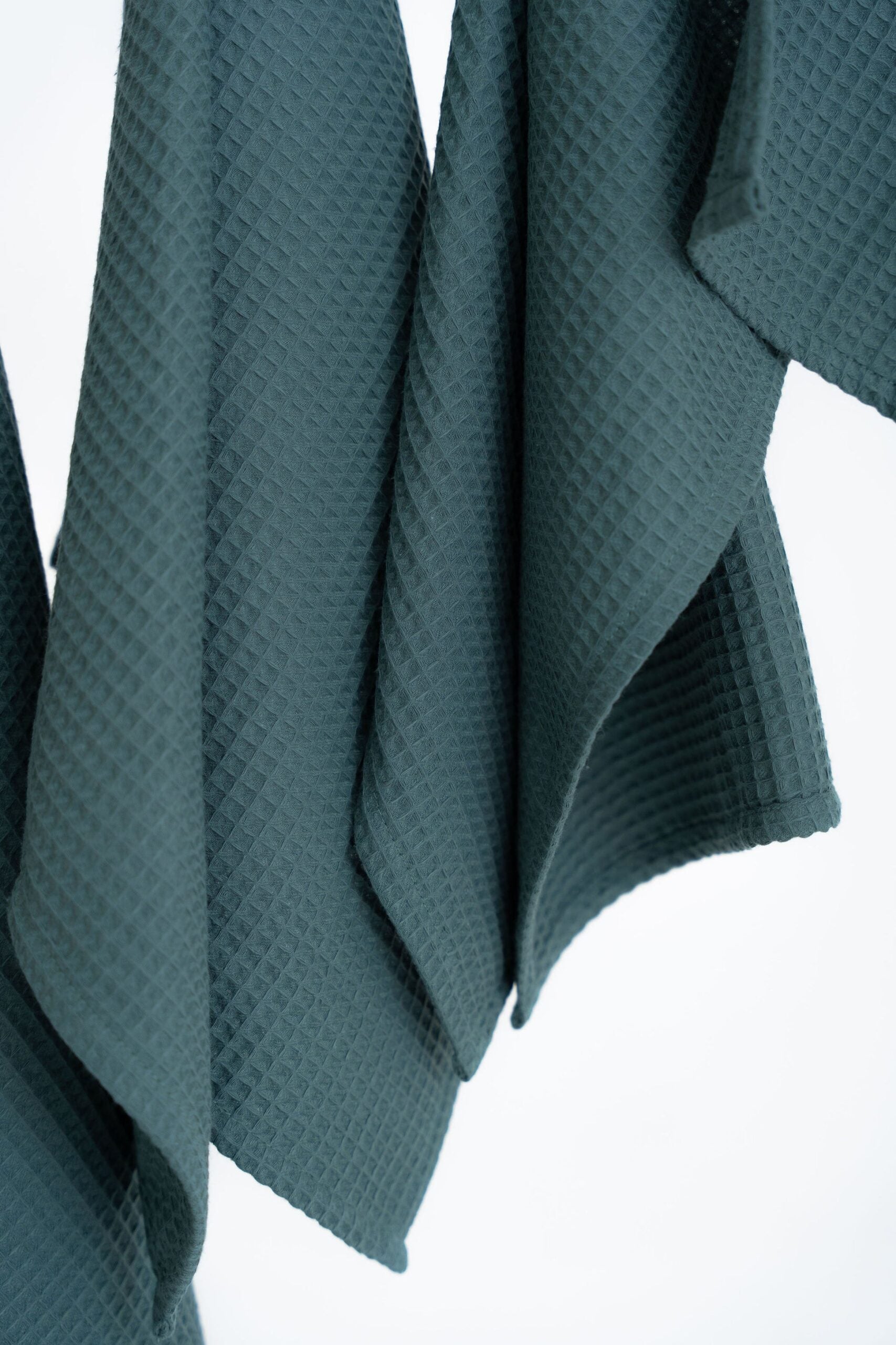 Organic Waffle Cotton Towel Petrol