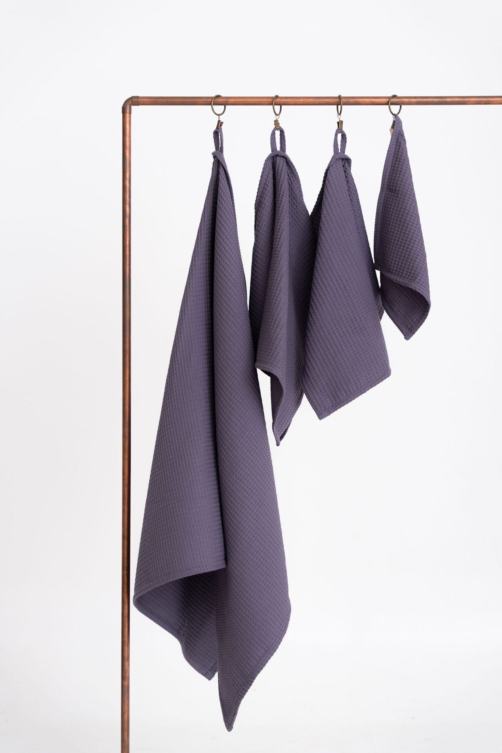 Organic Waffle Cotton Towel in Purple