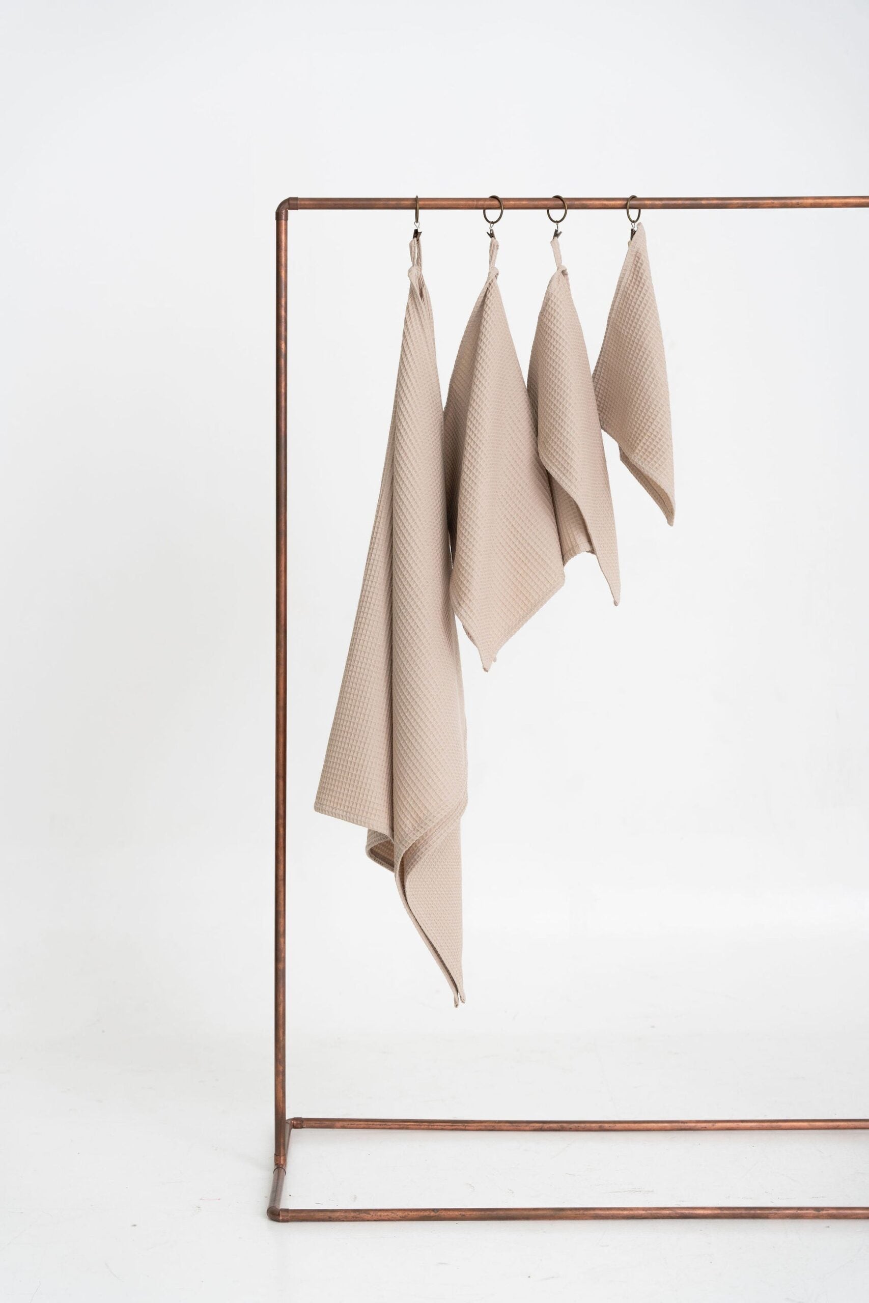 Organic Waffle Cotton Towel in Beige